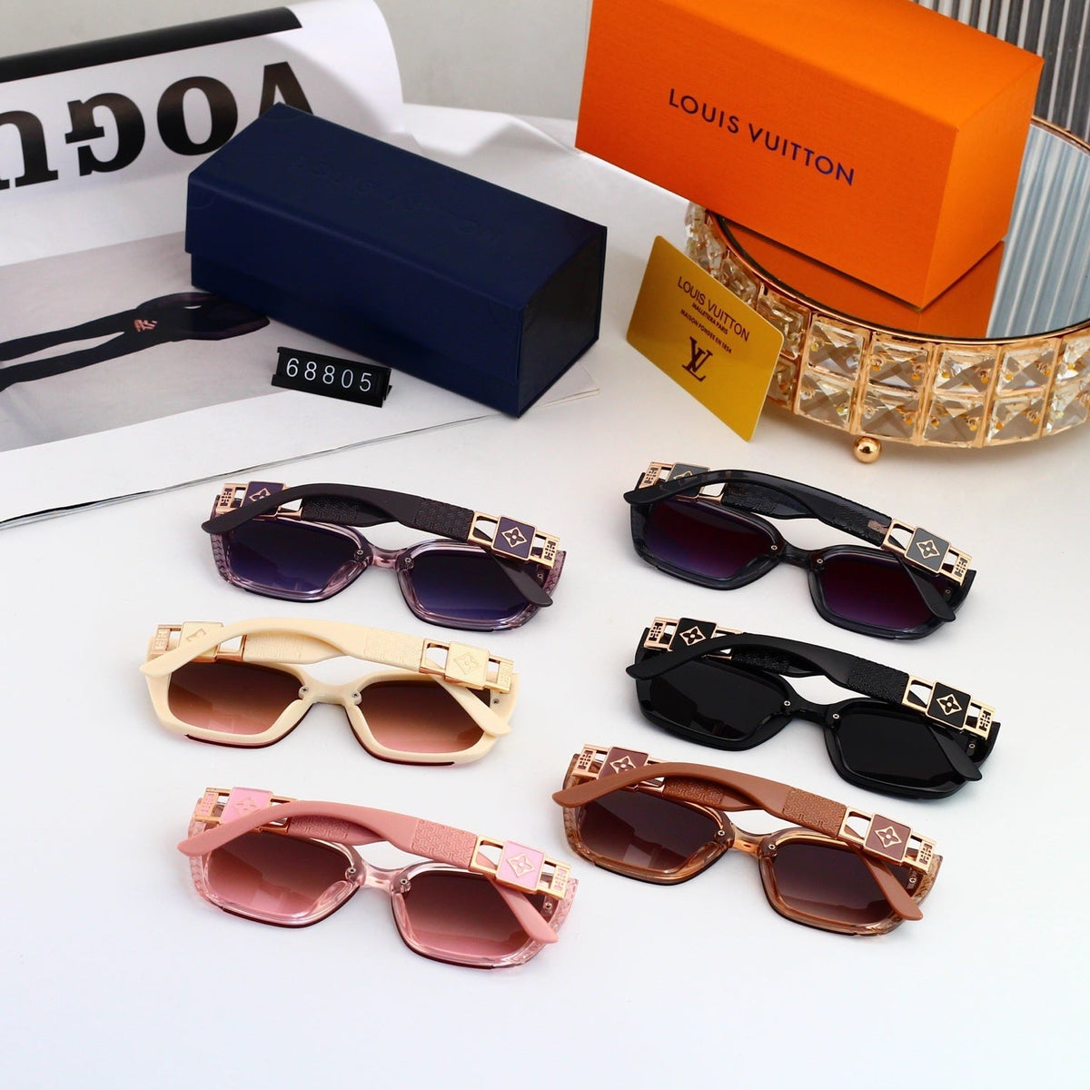 Vintage Metal Decorated Narrow Frame Sunglasses 68805
