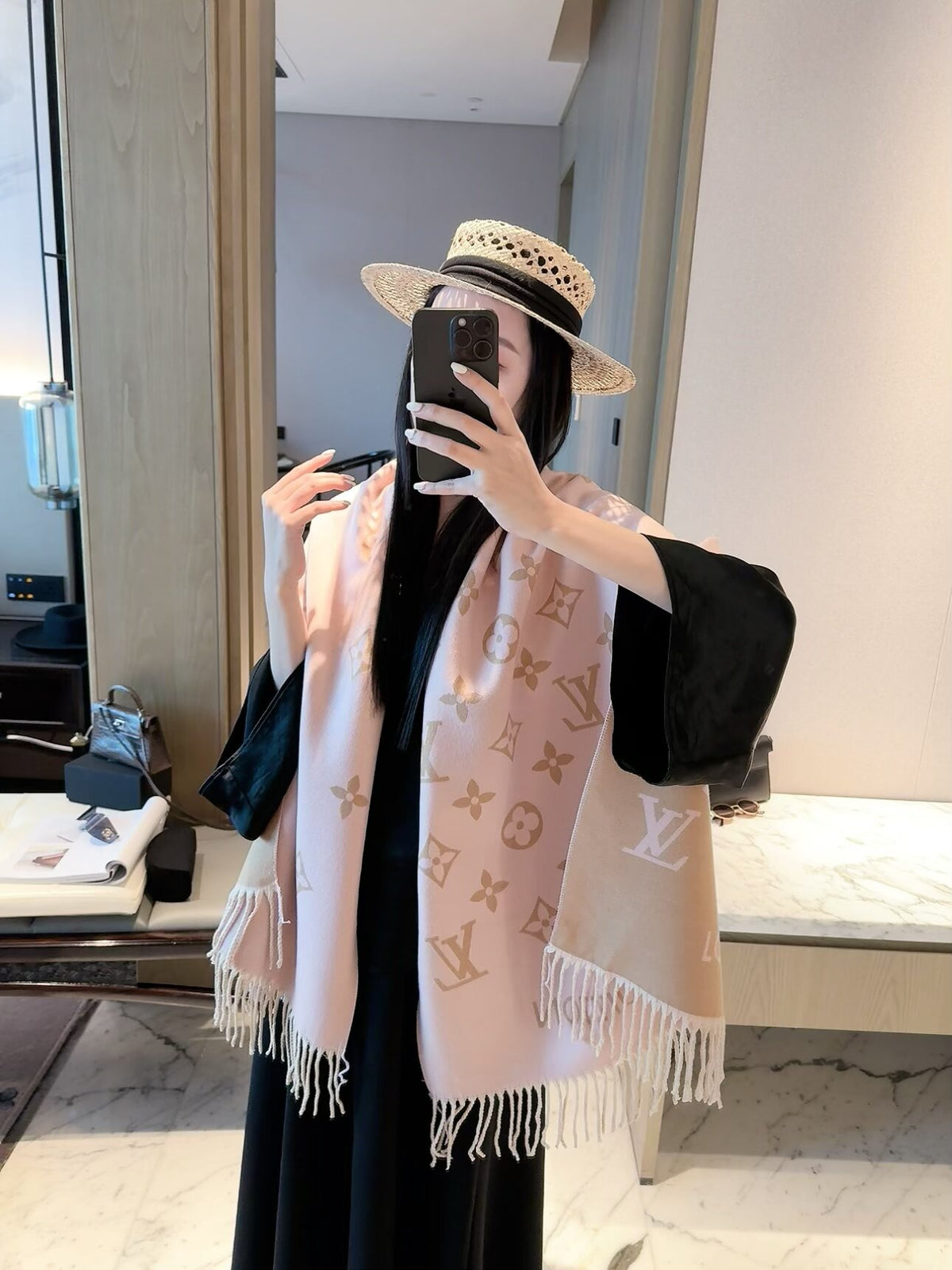 2026 New Classic Pattern Cashmere Scarf – Thickened Soft Cashmere, Elegant Fringe, Versatile Wrap
