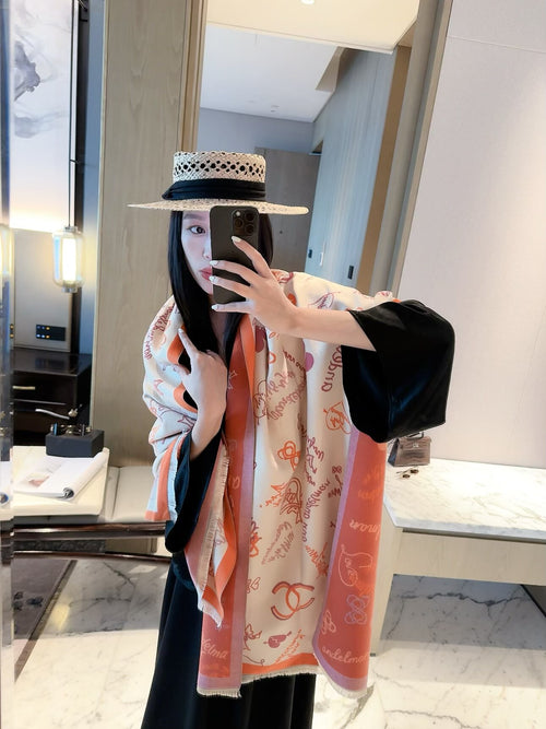 2026 New Handwritten Heart Cashmere Scarf – Playful Graffiti Design, Soft & Cozy Winter Wrap
