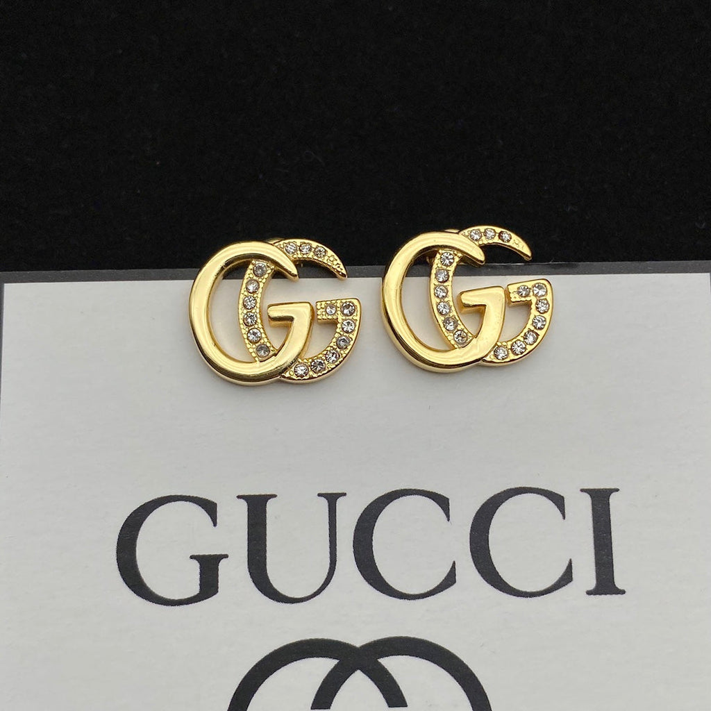 Vintage Double G Diamond Stud Earrings