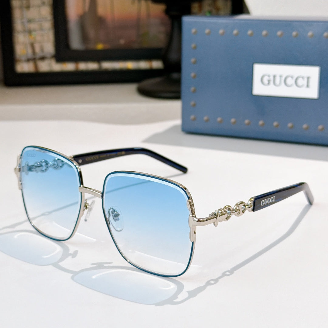 6 Color Square Rimless Chain Temple Sunglasses - 2308