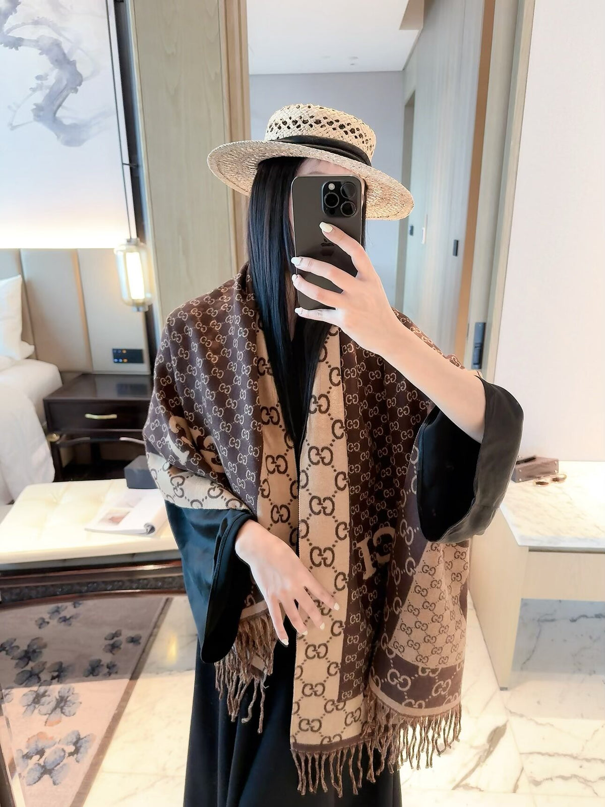 ✨ 2026 New Vintage Geometric Jacquard Cashmere Scarf – Refined Heritage Style