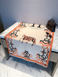 2026 New Vintage Equestrian Cashmere Scarf – Ornamental Horse Motif, Elegant Heritage Style