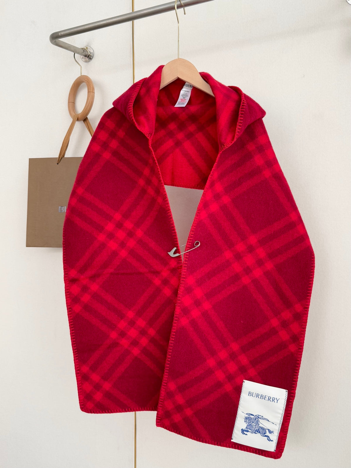 ✨ In Stock | 2025 New Year Hooded Checkered Wool Shawl – Elegant Blanket-Style Wrap