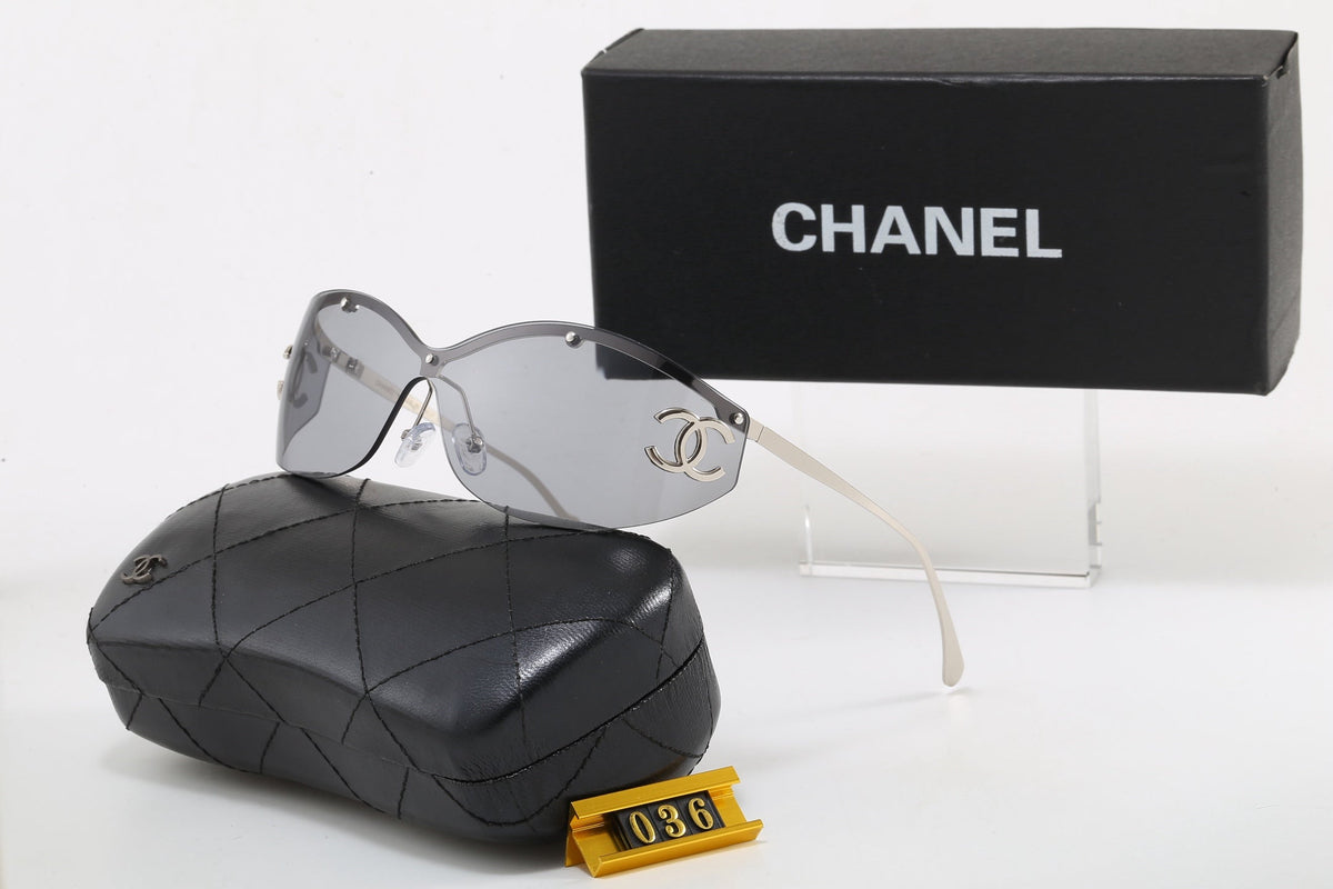 Y2K Rimless Shield Wrap Sunglasses, Retro UV400 Polarized Fashion Shades 036