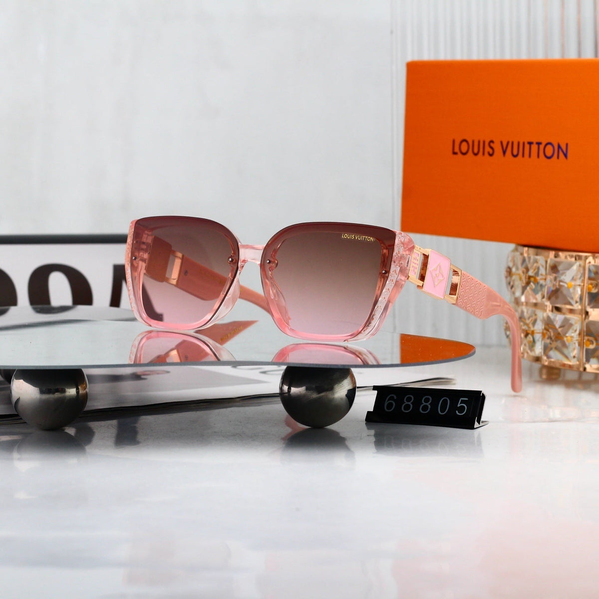 Vintage Metal Decorated Narrow Frame Sunglasses 68805