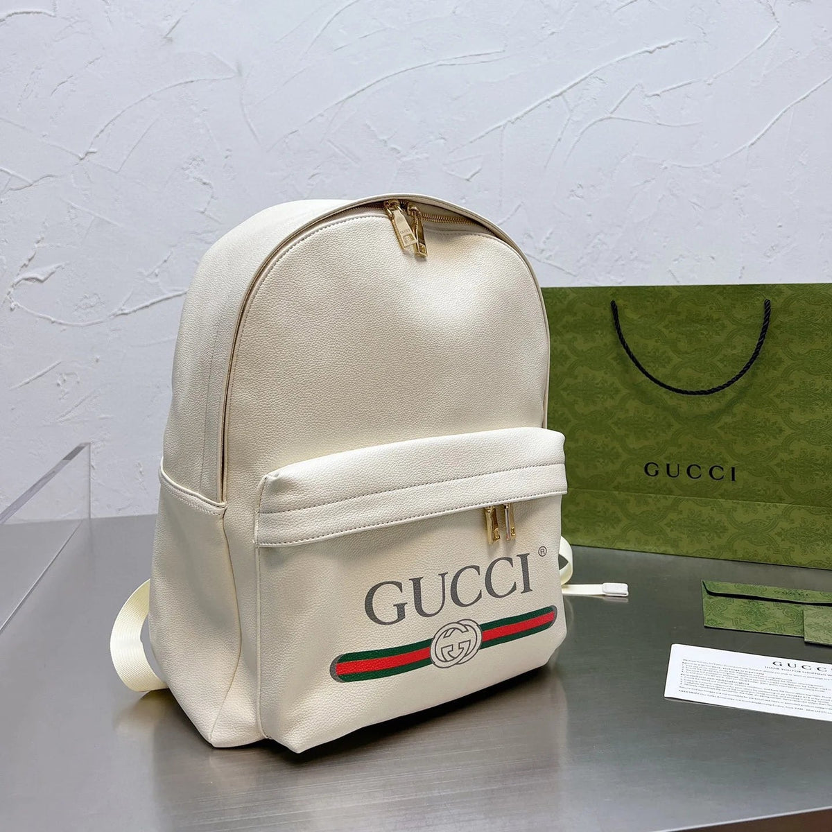 Leather Printed Backpack