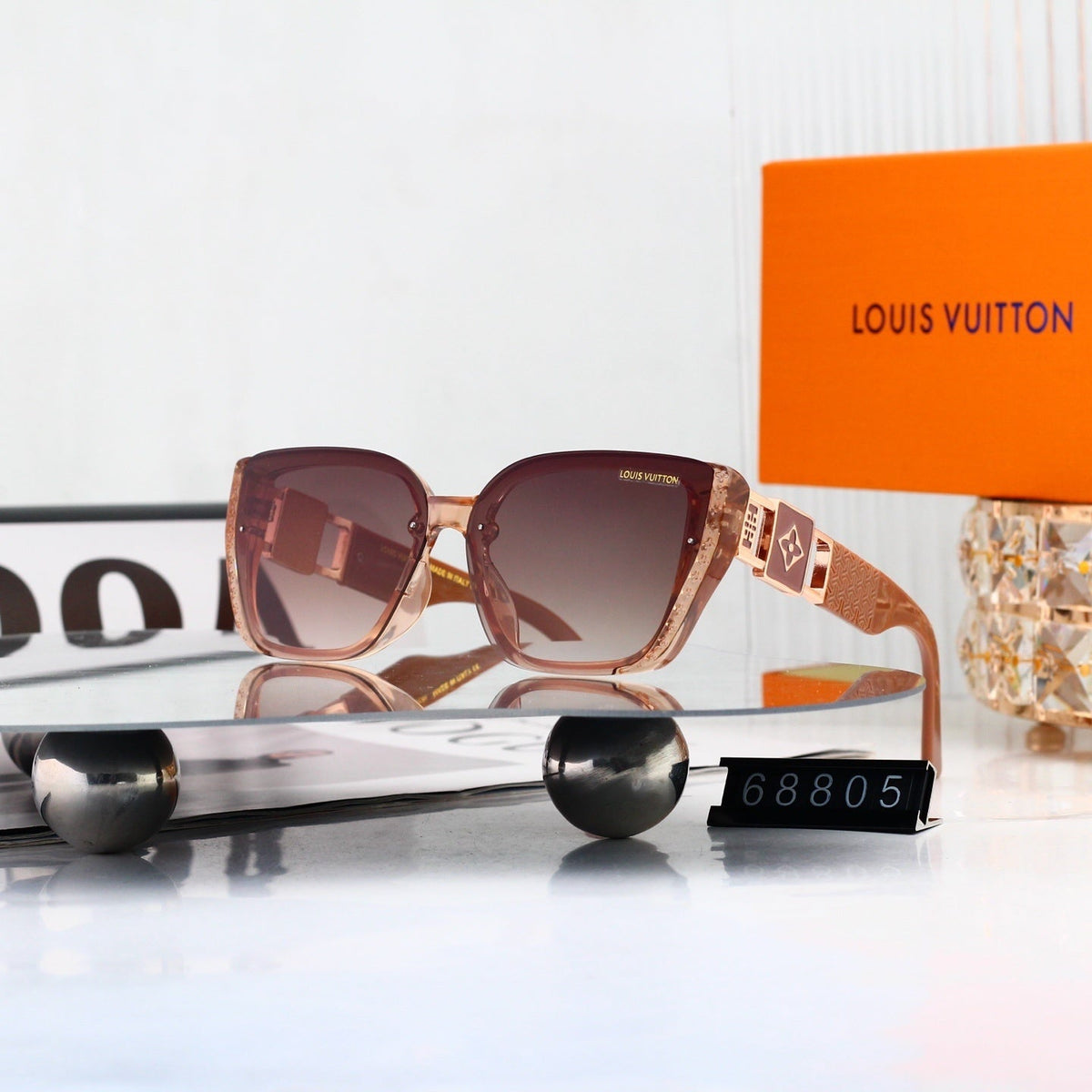 Vintage Metal Decorated Narrow Frame Sunglasses 68805