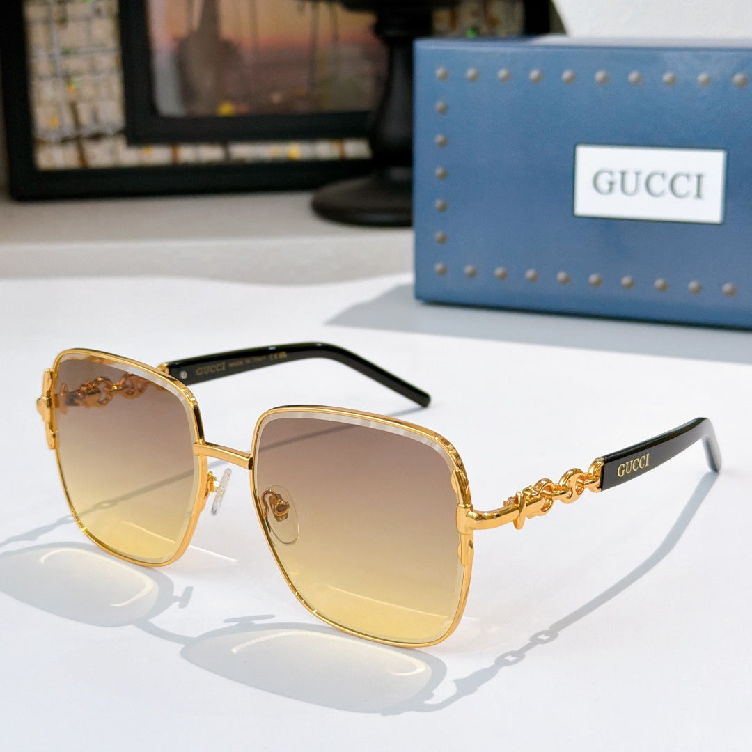 6 Color Square Rimless Chain Temple Sunglasses - 2308