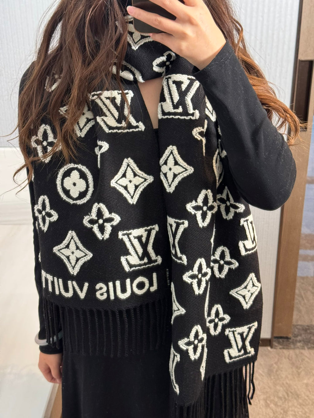 3D Textured Wool Cashmere Scarf – Soft Plush Blend, Double-Sided Design, 34 × 200 cm