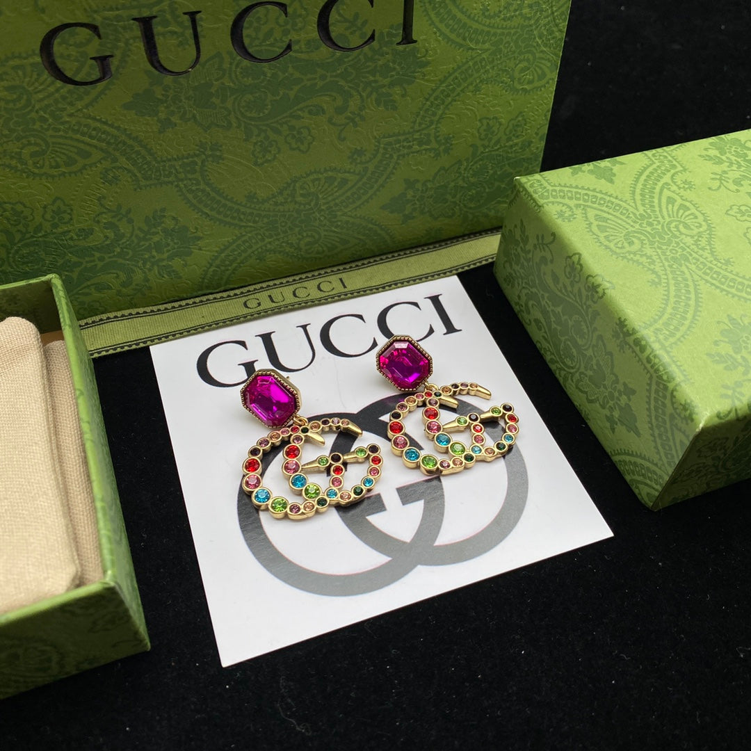Vintage Colored Diamond Letter Earrings