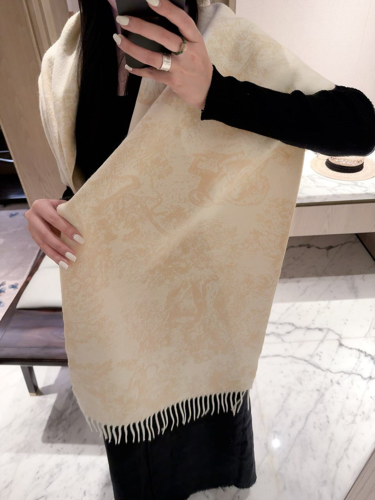 2026 Ink-Wash Jungle Wool Scarf – Artistic Animal Print, French-Inspired Elegance