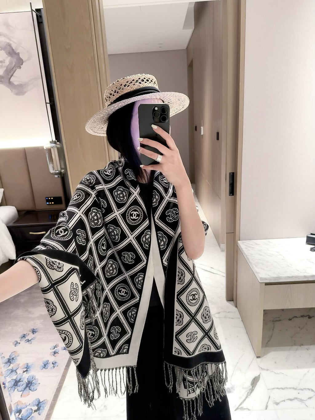 ✨ 2026 New Vintage Diamond Jacquard Cashmere Scarf – Refined Retro Elegance