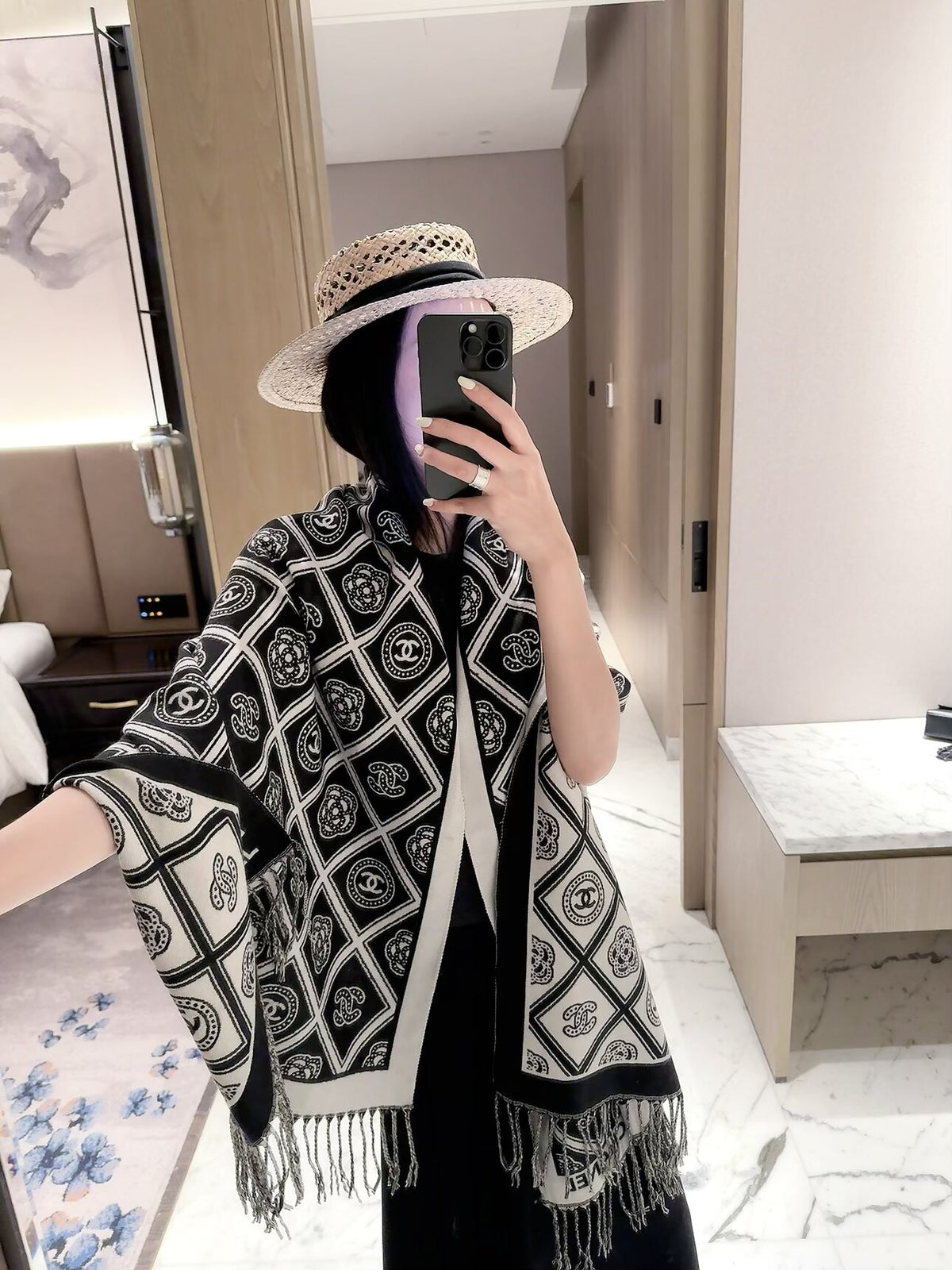 ✨ 2026 New Vintage Diamond Jacquard Cashmere Scarf – Refined Retro Elegance
