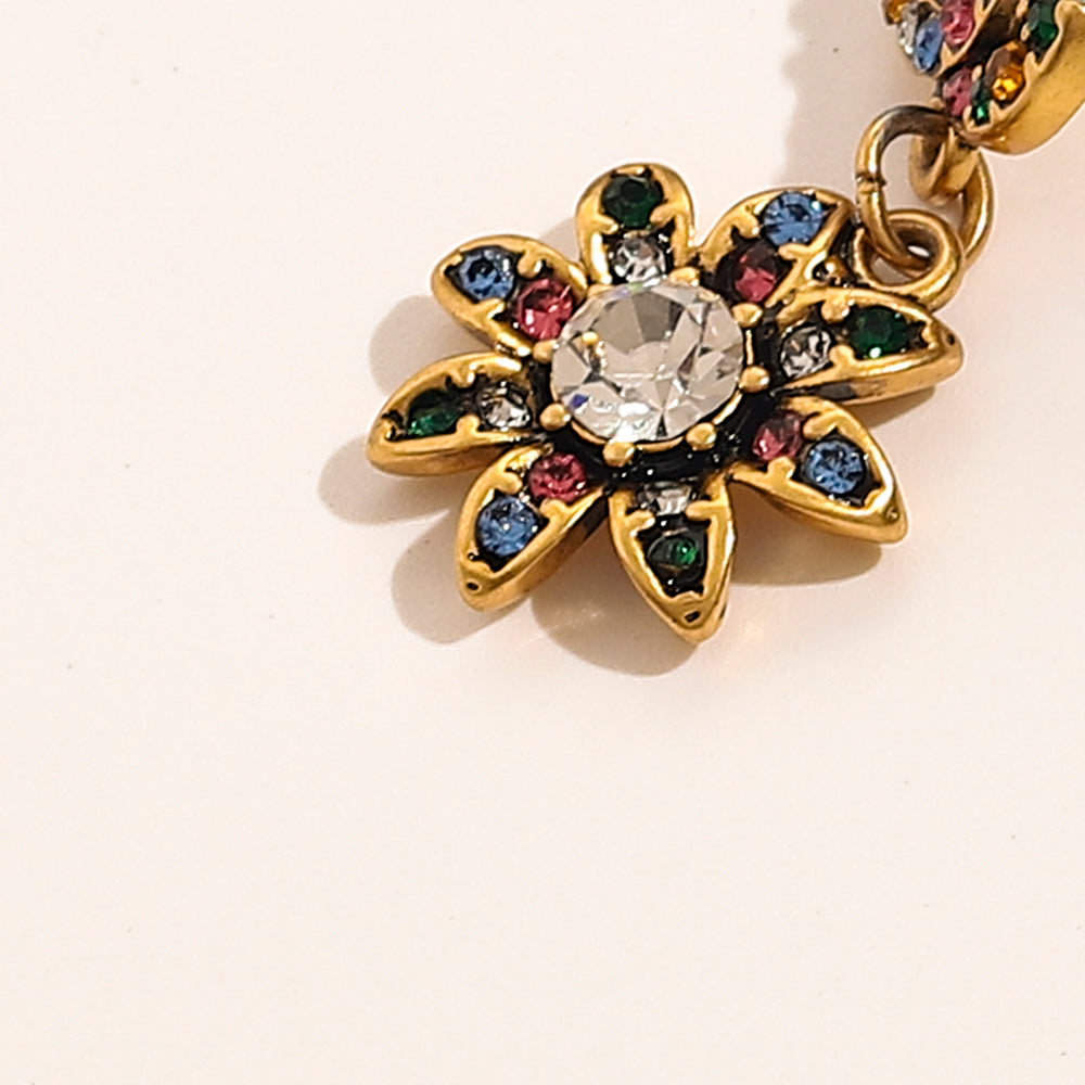 Vintage Colored Diamond Flower Earrings