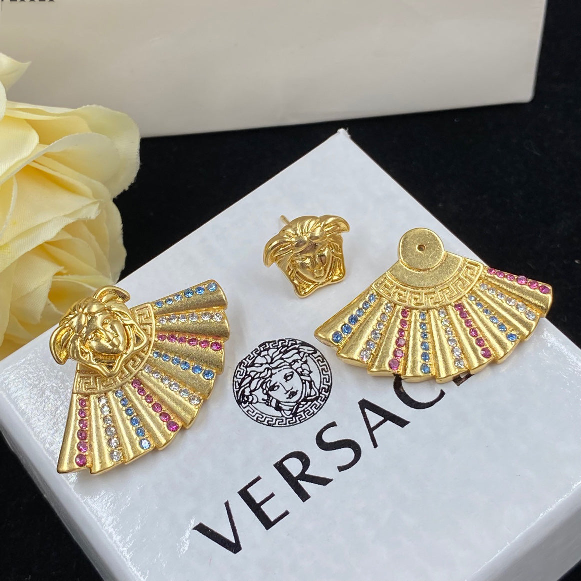 Vintage Colored Diamond Earrings Necklace Set