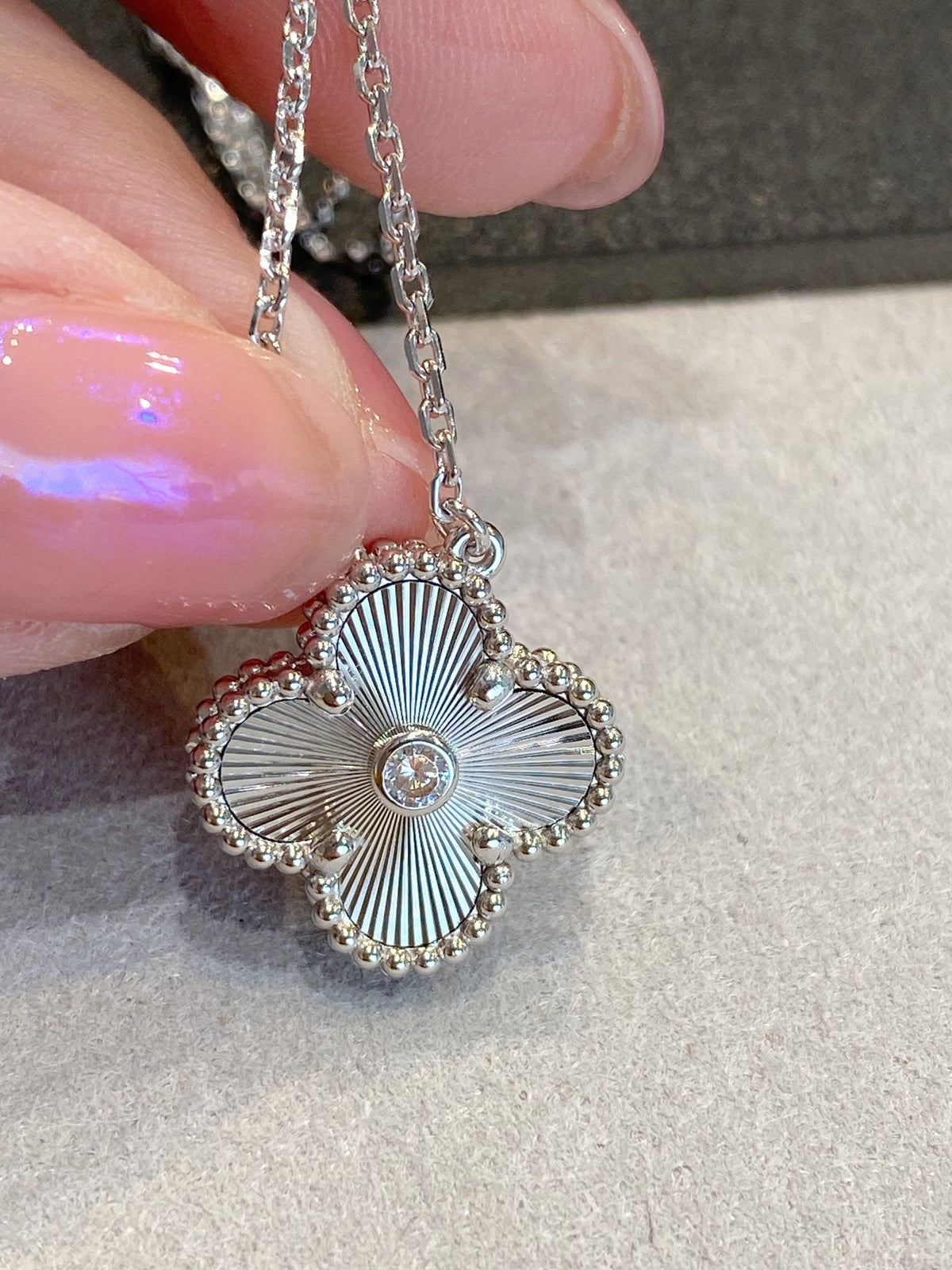 Guilloche Four-leaf Clover Necklace