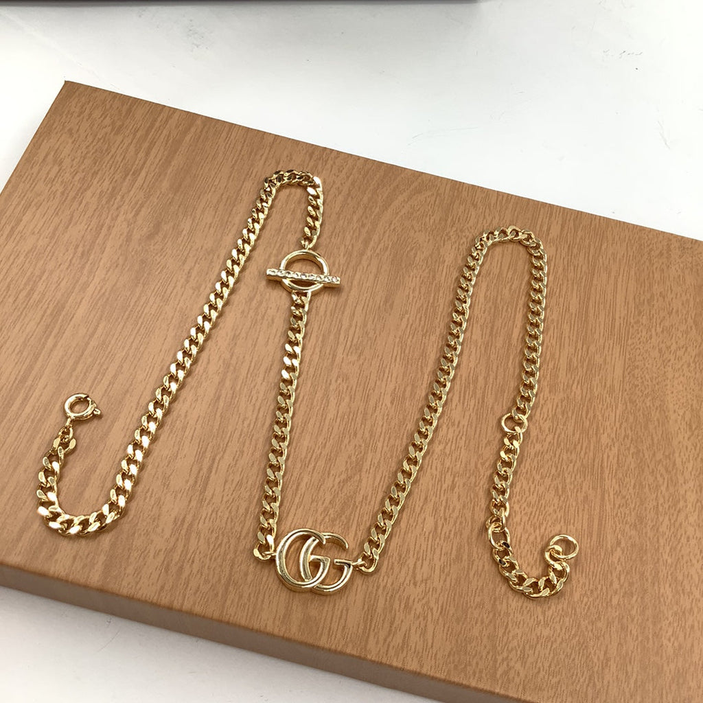 Logo Letter Chain Bracelet Necklace Set