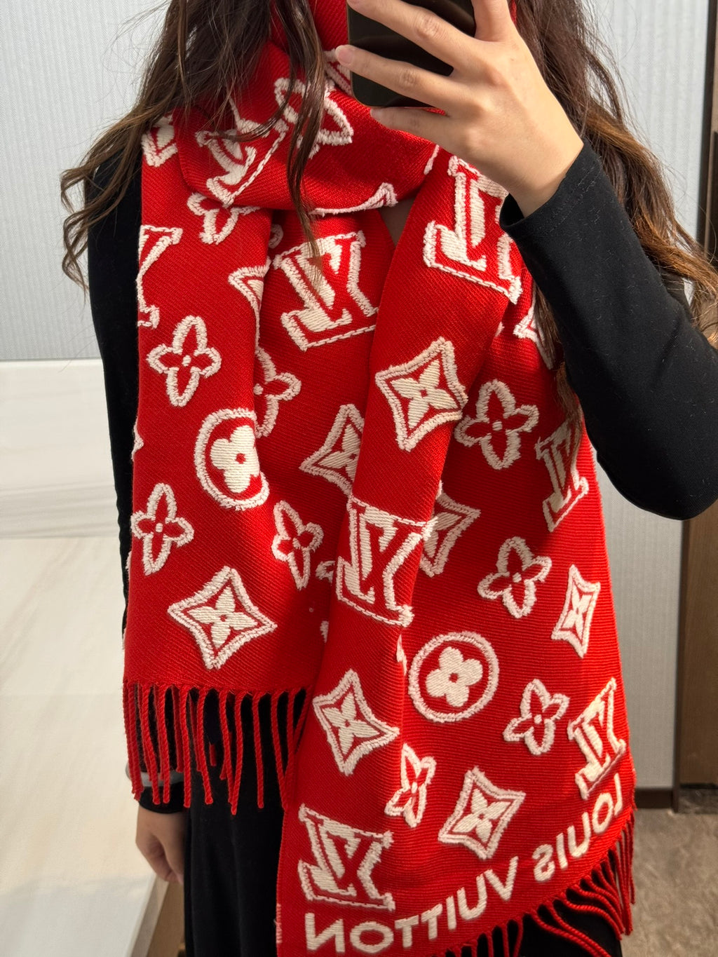 3D Textured Wool Cashmere Scarf – Soft Plush Blend, Double-Sided Design, 34 × 200 cm