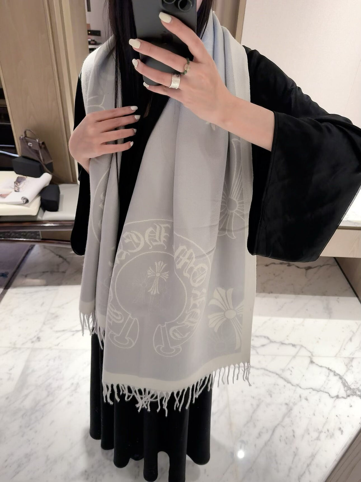 2026 New Gothic Cross Cashmere Scarf – Symmetrical Motif, Streetwear-Inspired Style