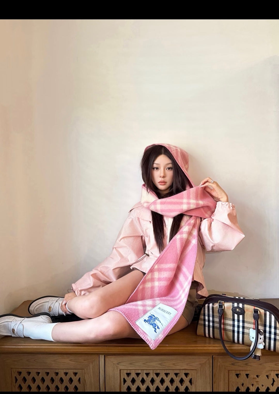 ✨ In Stock | 2025 New Year Hooded Checkered Wool Shawl – Elegant Blanket-Style Wrap