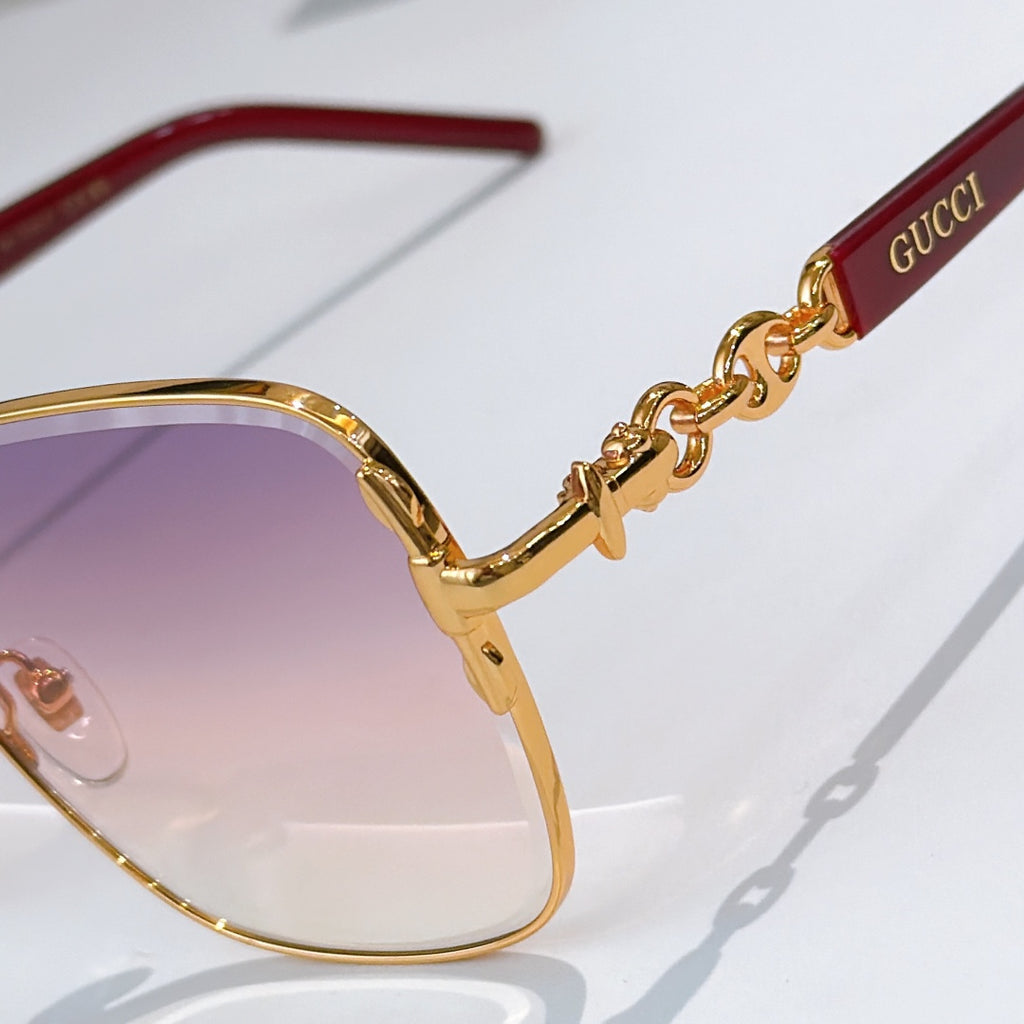 6 Color Square Rimless Chain Temple Sunglasses - 2308