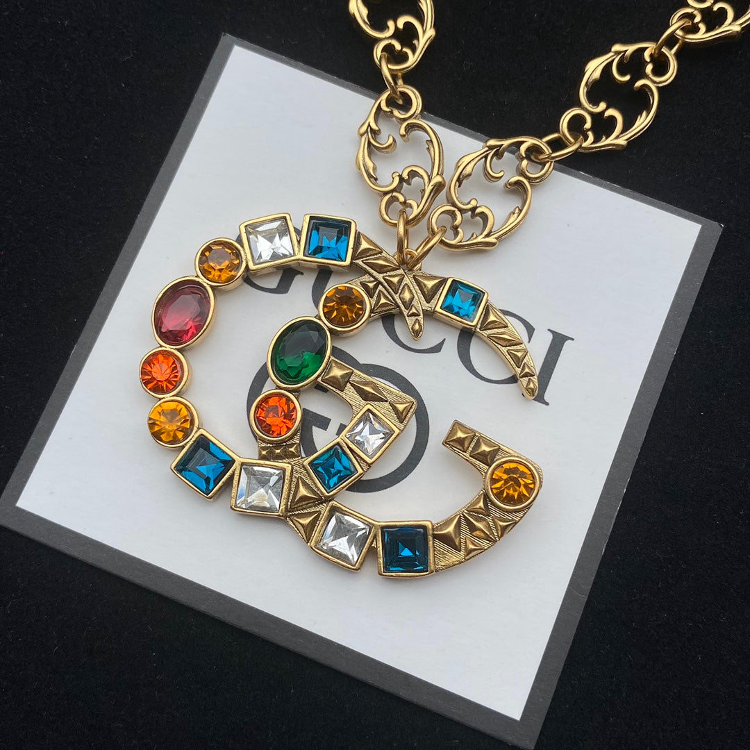 Vintage Colored Diamond Necklace