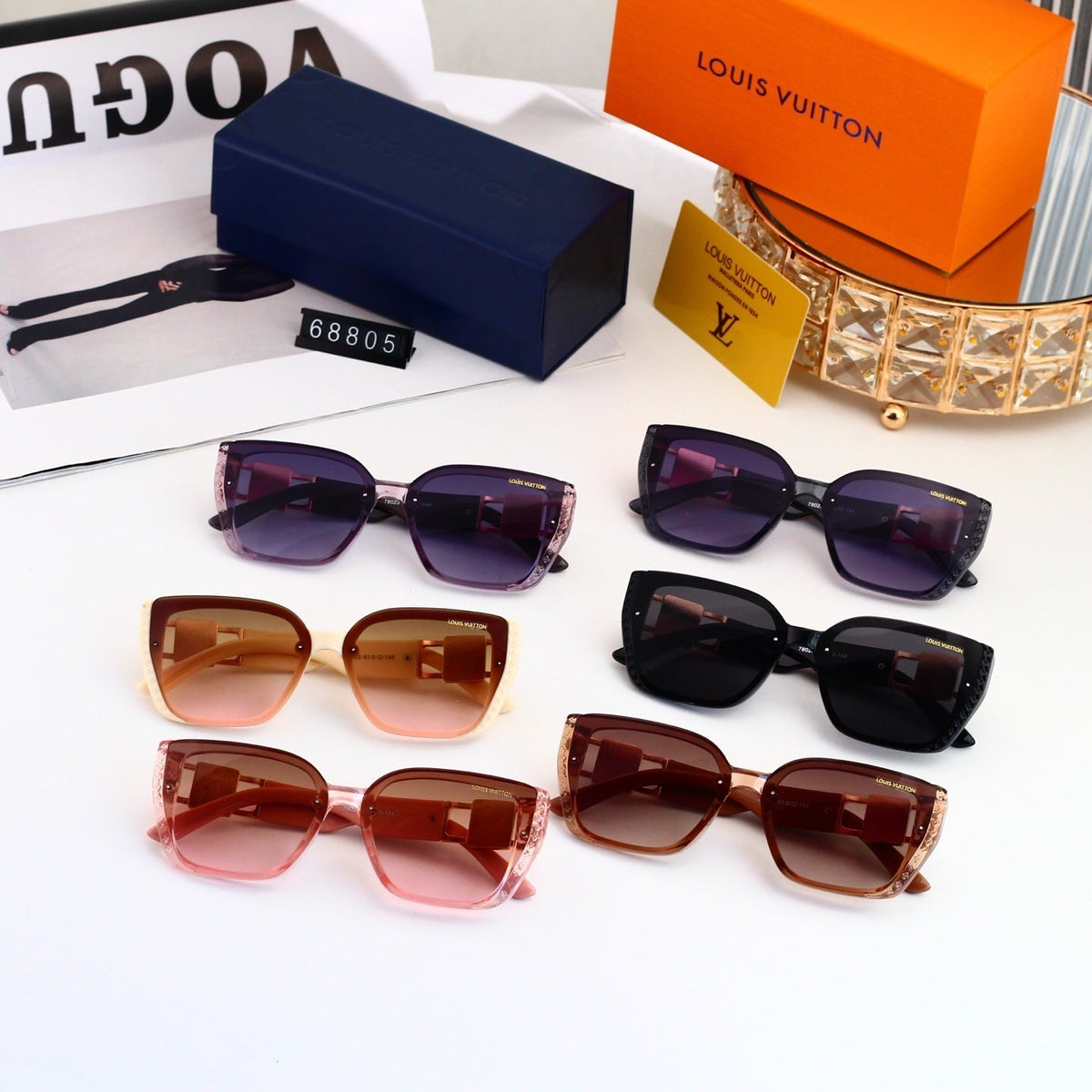 Vintage Metal Decorated Narrow Frame Sunglasses 68805