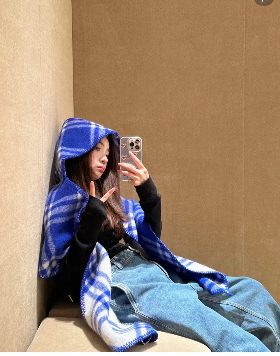 ✨ In Stock | 2025 New Year Hooded Checkered Wool Shawl – Elegant Blanket-Style Wrap