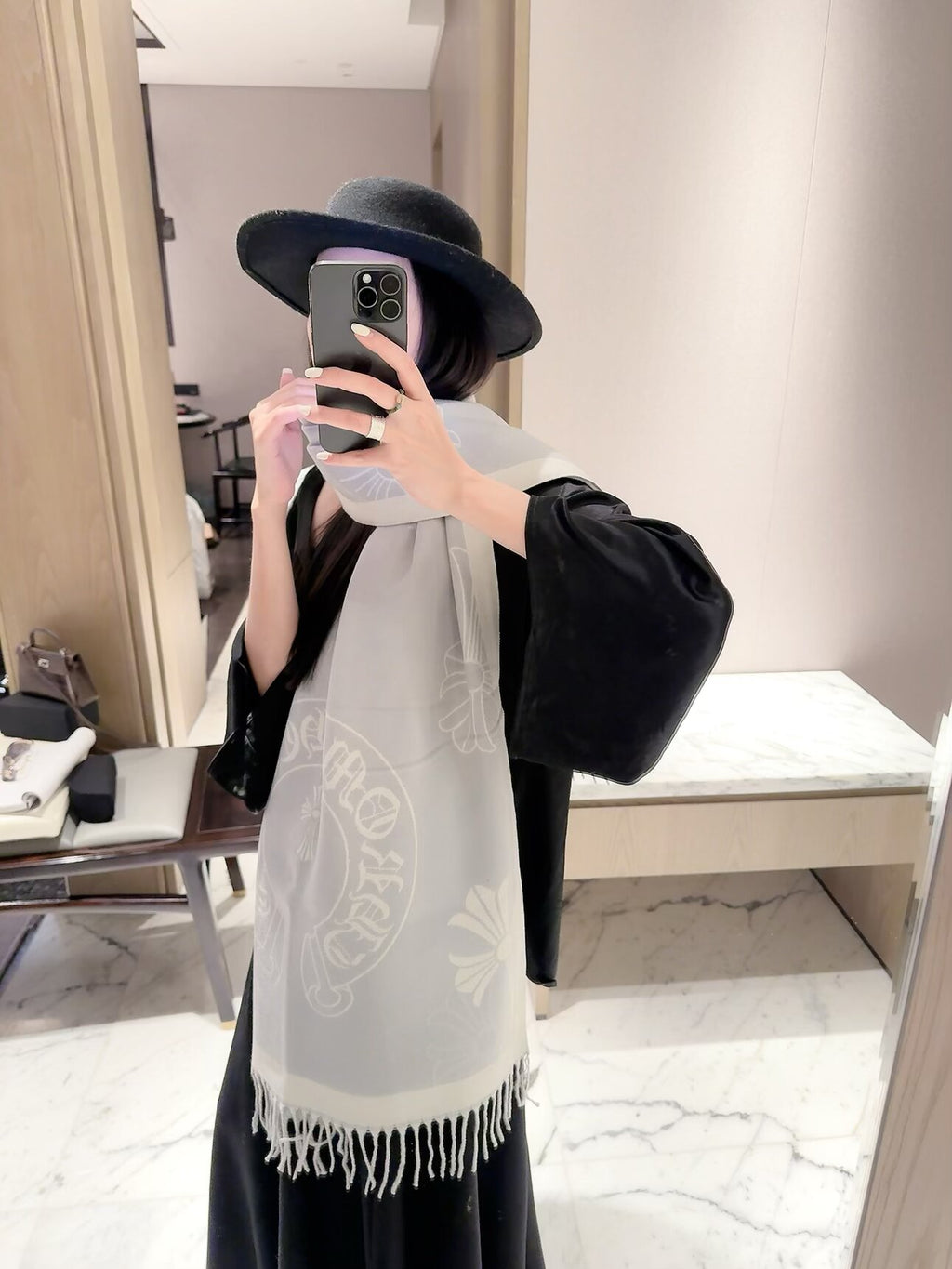 2026 New Gothic Cross Cashmere Scarf – Symmetrical Motif, Streetwear-Inspired Style