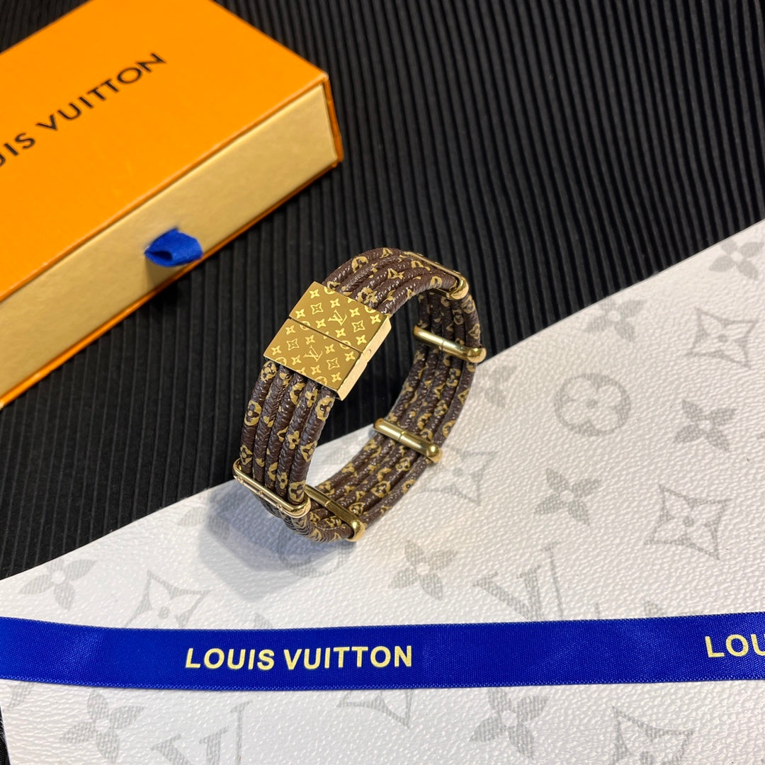 5-Layer Monogram Leather Bracelet