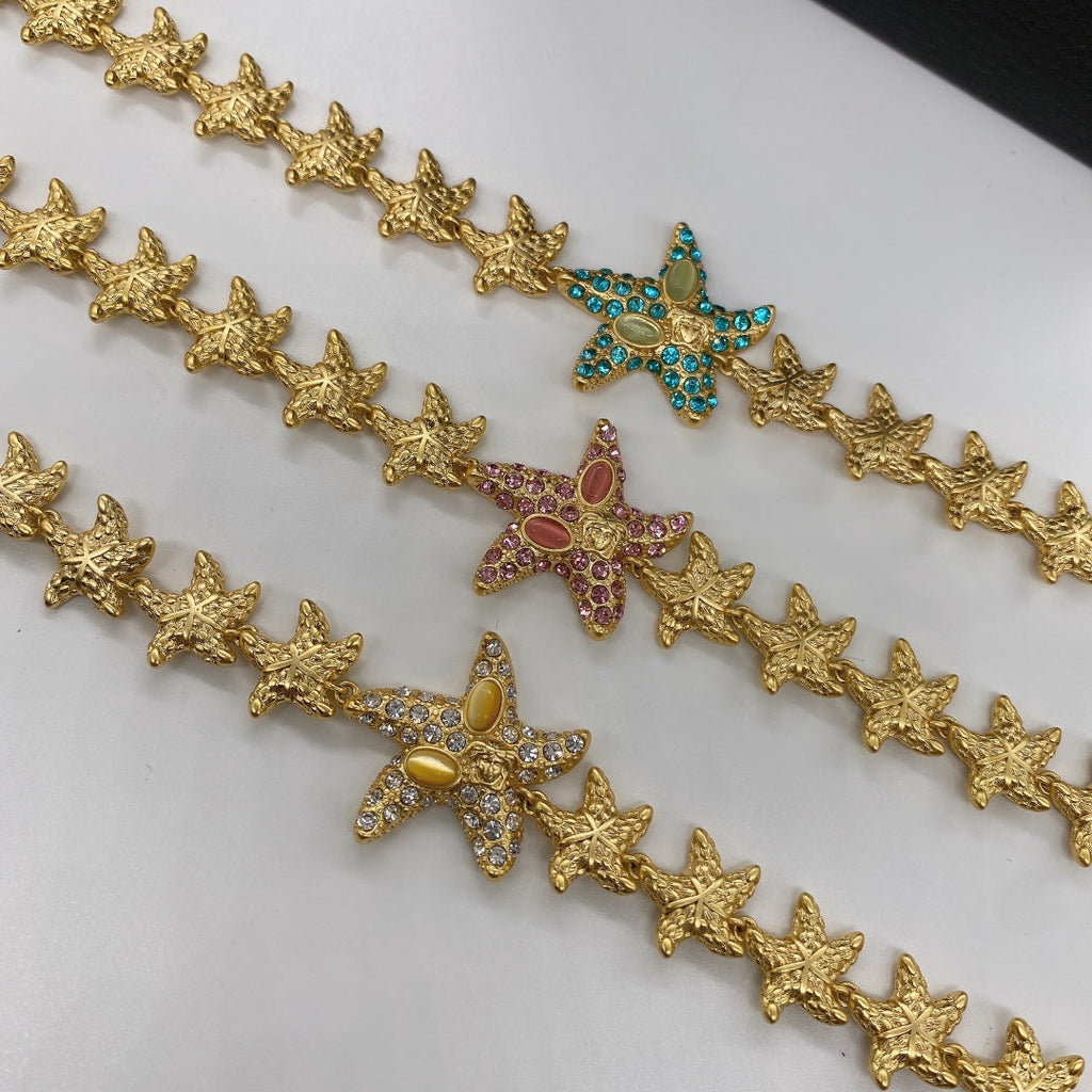 Diamond Starfish Pendant Necklace