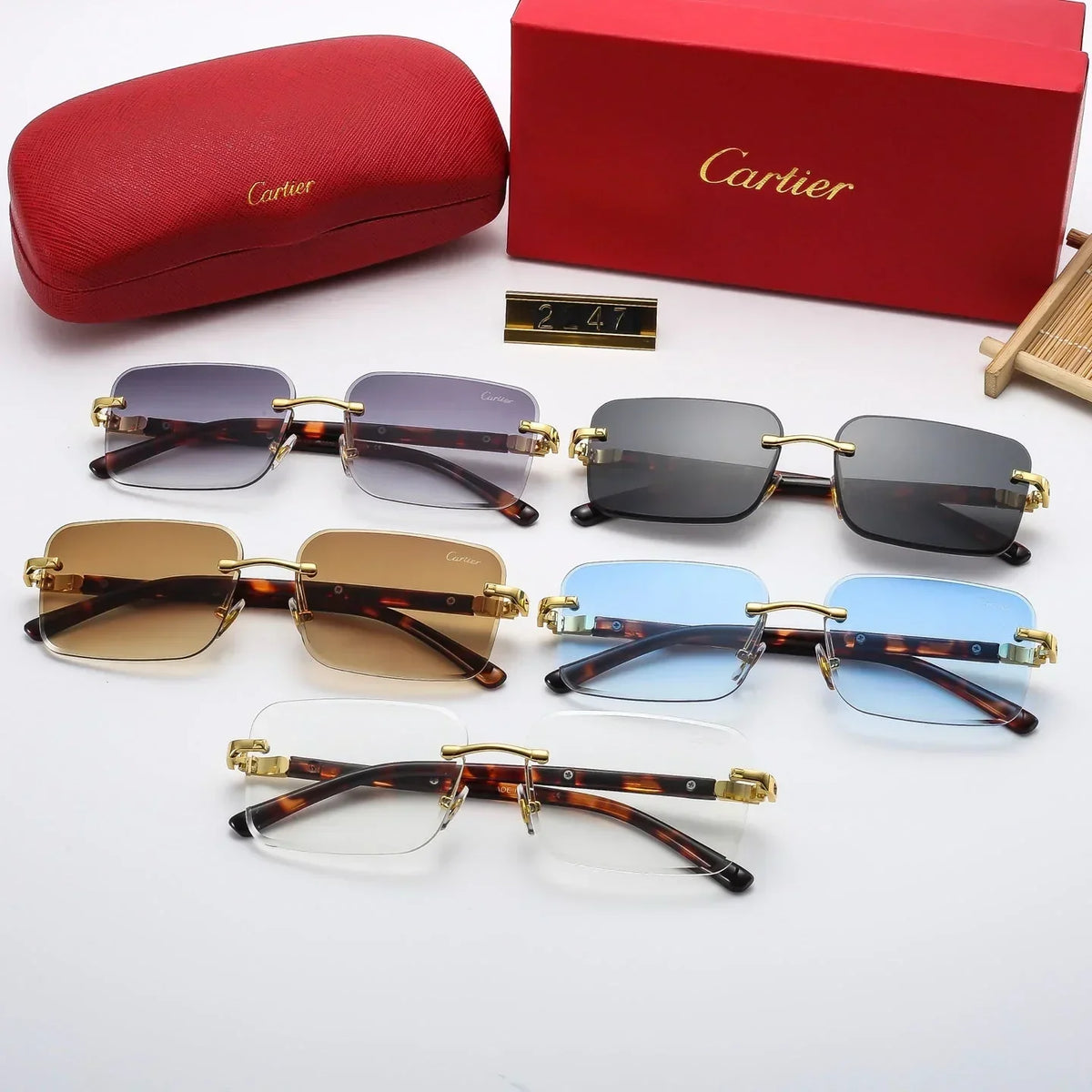 Fashion frameless square sunglasses 2247