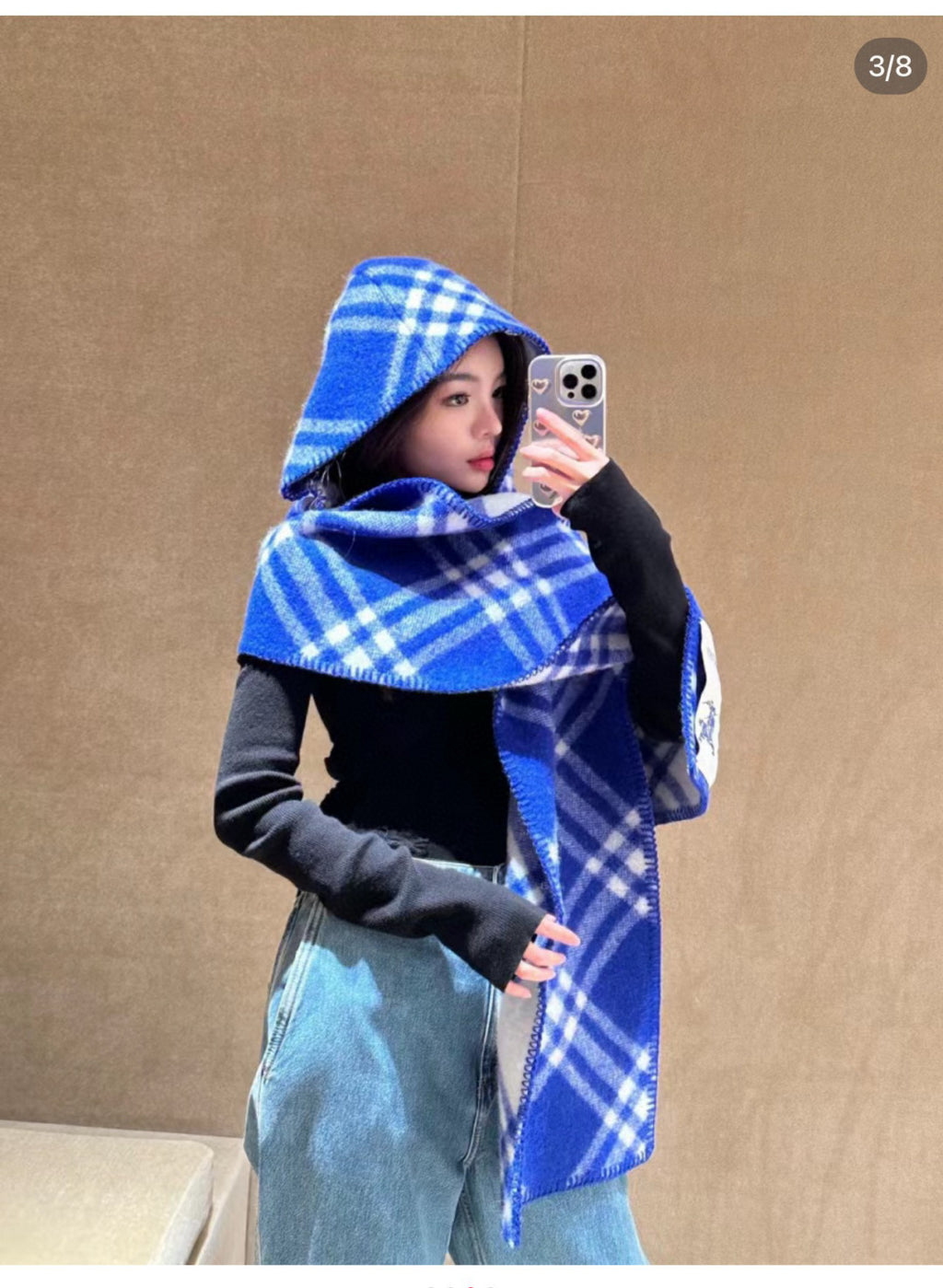 ✨ In Stock | 2025 New Year Hooded Checkered Wool Shawl – Elegant Blanket-Style Wrap