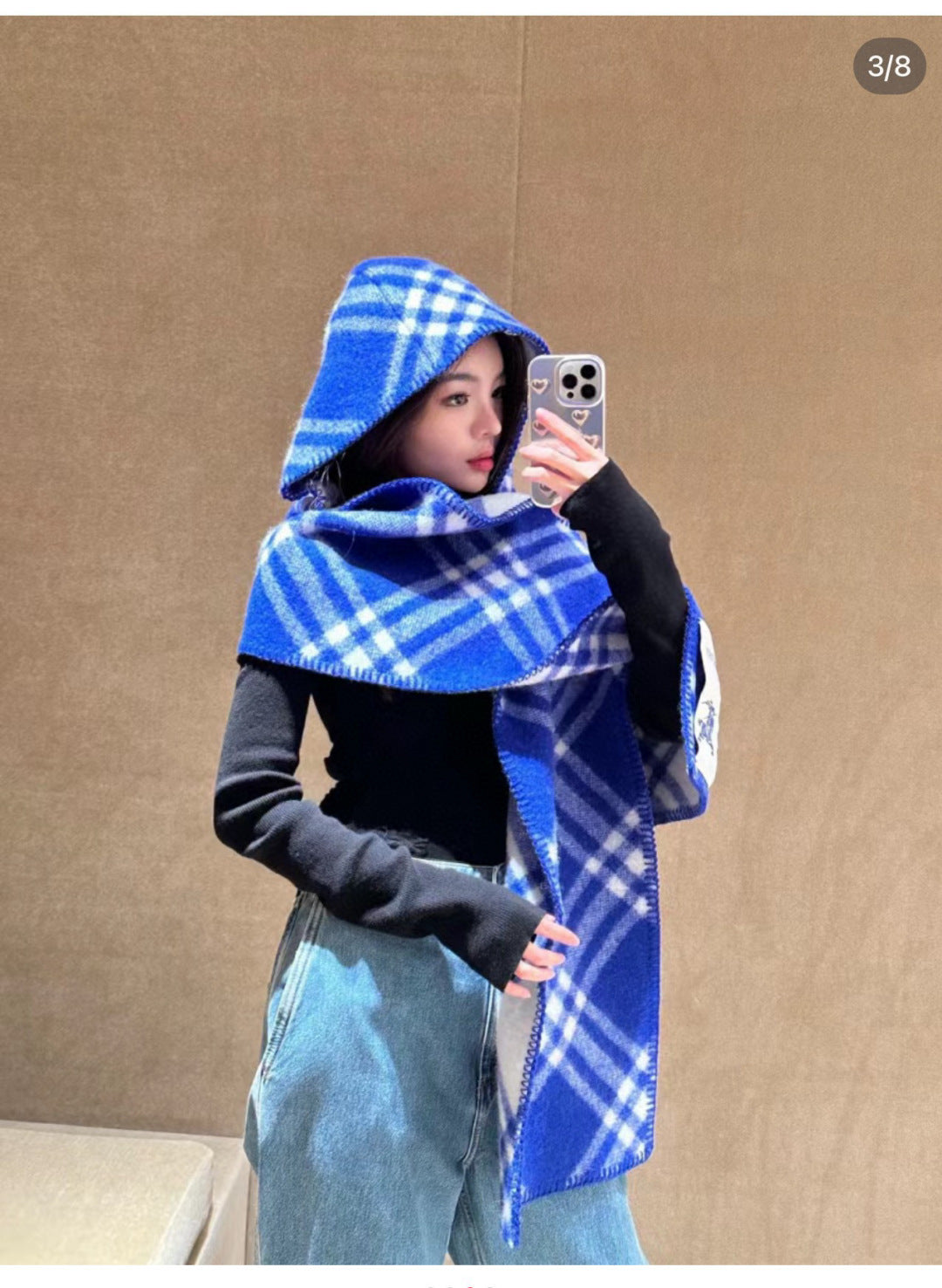 ✨ In Stock | 2025 New Year Hooded Checkered Wool Shawl – Elegant Blanket-Style Wrap