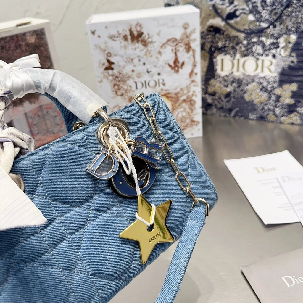 Denim Medium Lady D-Joy Bag