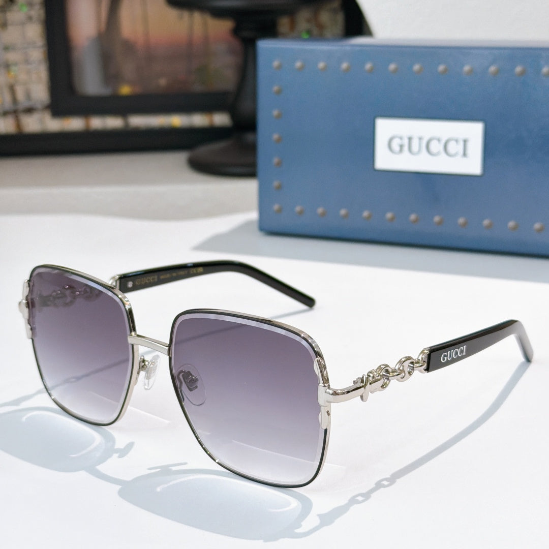 6 Color Square Rimless Chain Temple Sunglasses - 2308
