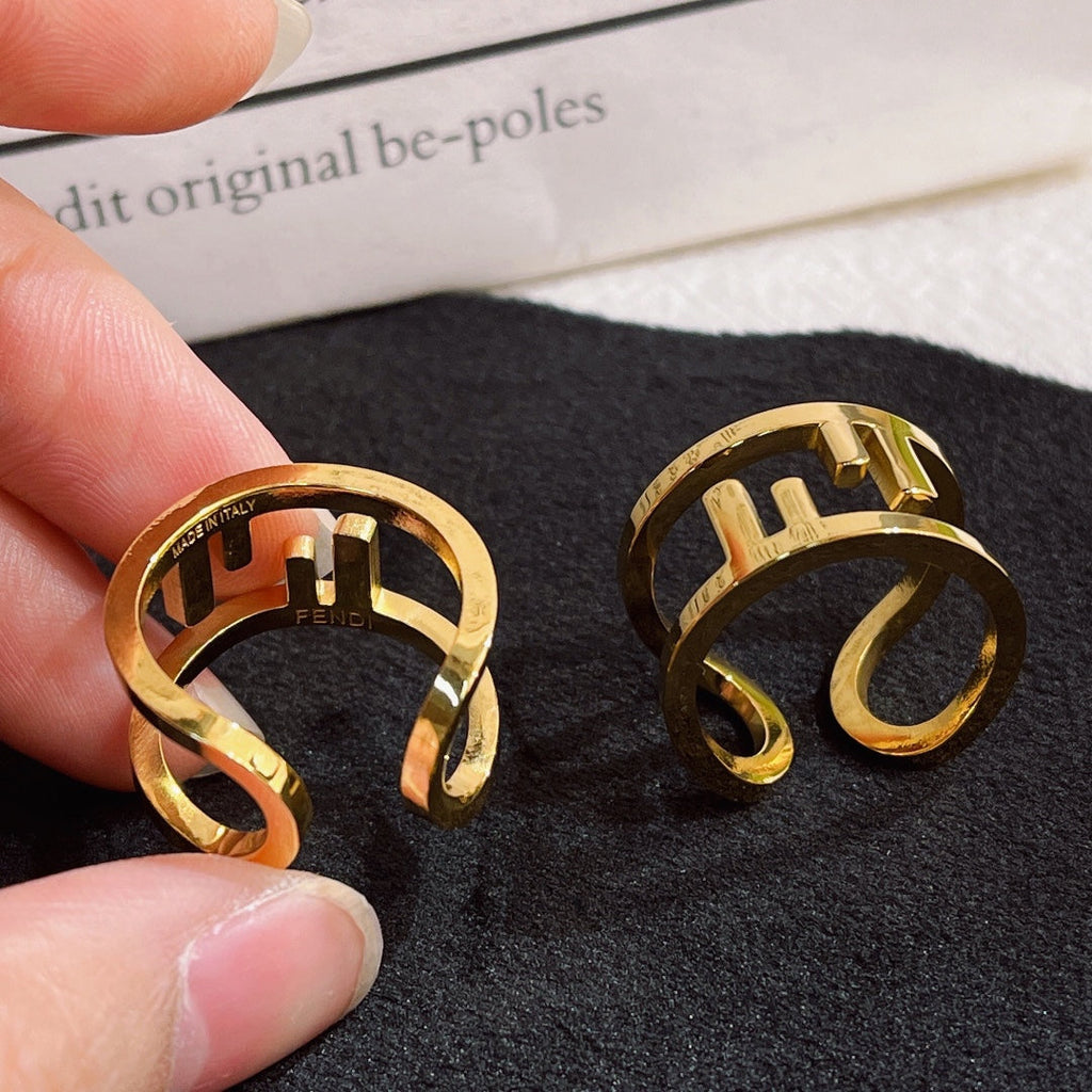 Double F Letter Ring