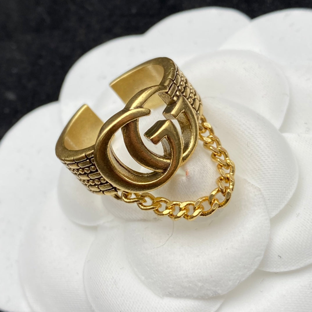 Vintage Cutout Chain Open Ring
