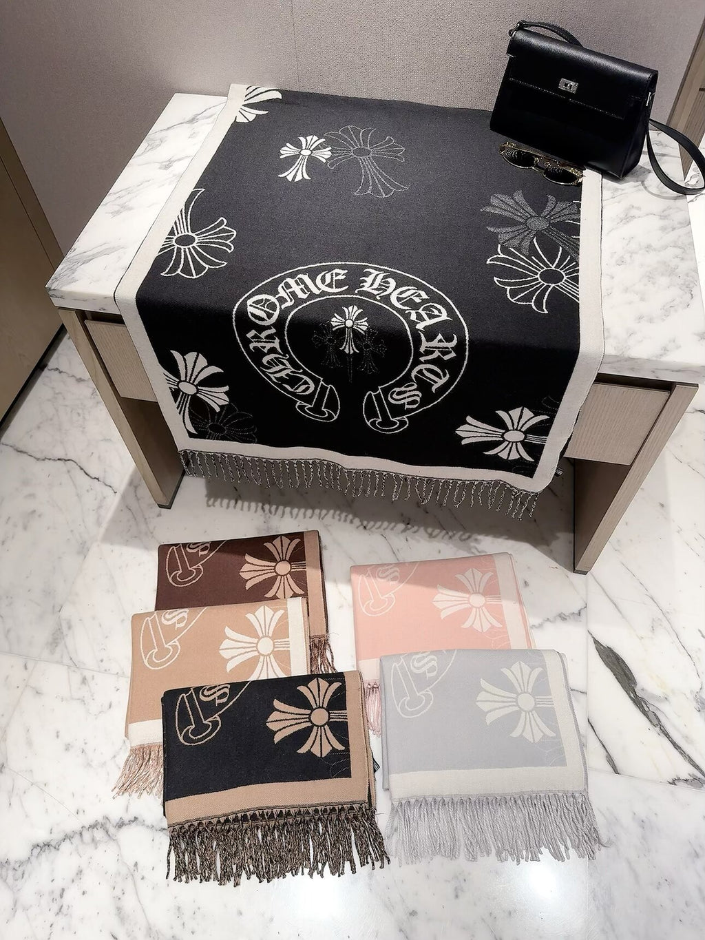 2026 New Gothic Cross Cashmere Scarf – Symmetrical Motif, Streetwear-Inspired Style