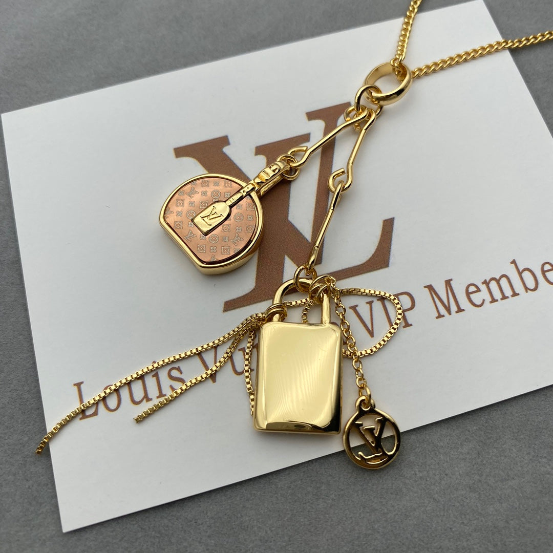 Travel Tote Lock Pendant Necklace