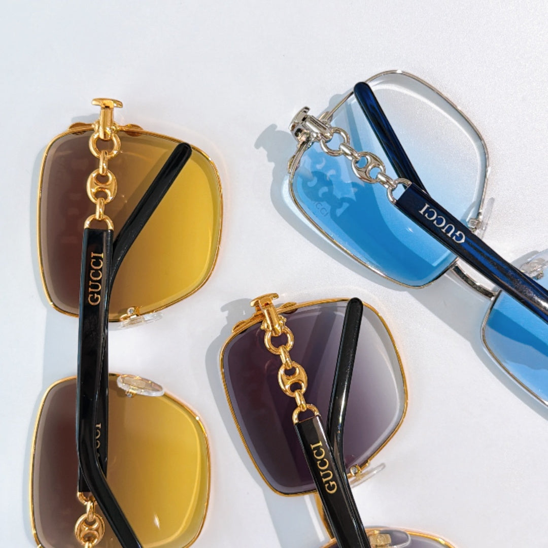 6 Color Square Rimless Chain Temple Sunglasses - 2308