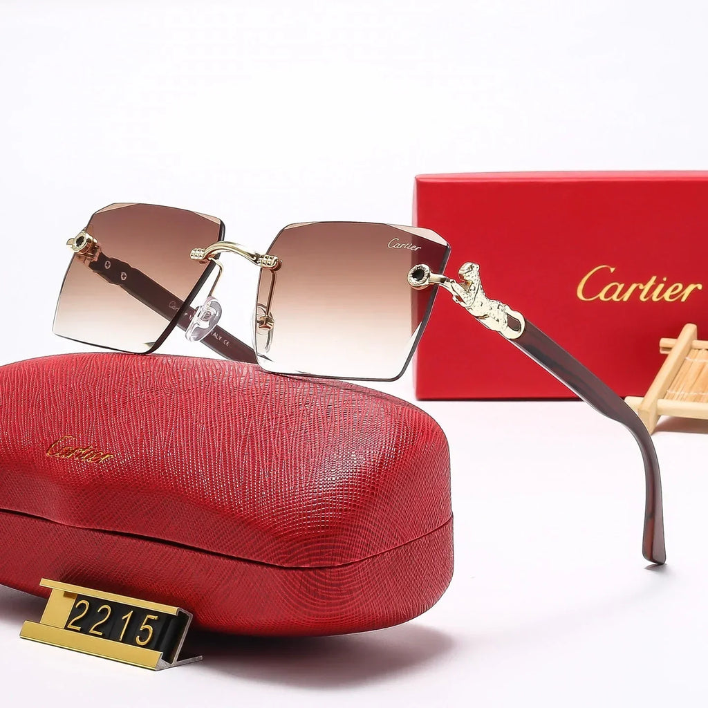 Square frameless leopard head Sunglasses 2215