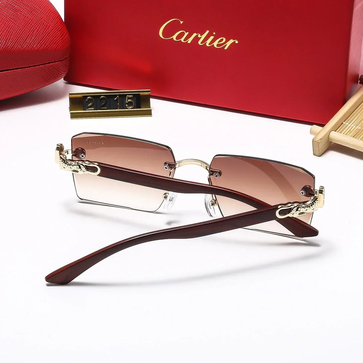 Square frameless leopard head Sunglasses 2215