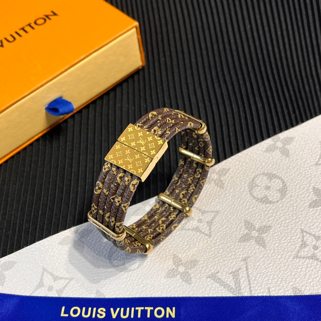 5-Layer Monogram Leather Bracelet