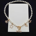 Temperament Diamond Pendant Pearl Necklace