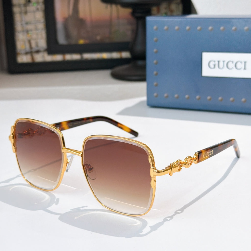 6 Color Square Rimless Chain Temple Sunglasses - 2308