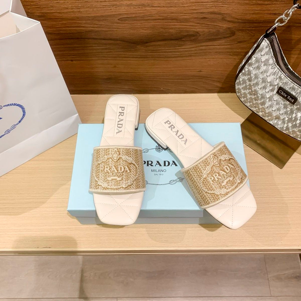Letter Embroidery Flat Slippers
