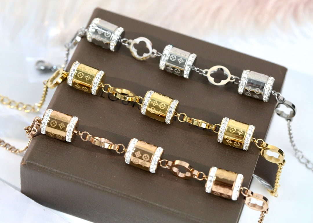 Cylinder Rhinestone Bracelet