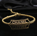 Double Layer Diamond Letter Cookie Necklace